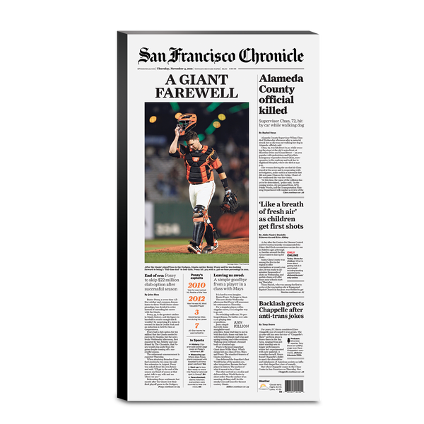 A BUSTER HUG - 11/4/2021 sporting green cover display - San Francisco  Chronicle online store