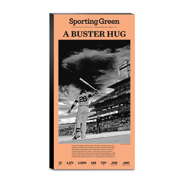 A BUSTER HUG - 11/4/2021 sporting green cover display - San Francisco  Chronicle online store