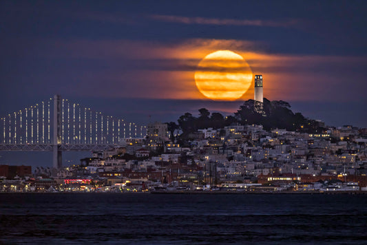 Sturgeon Moon Supermoon Over Coit Tower — San Francisco, 2022