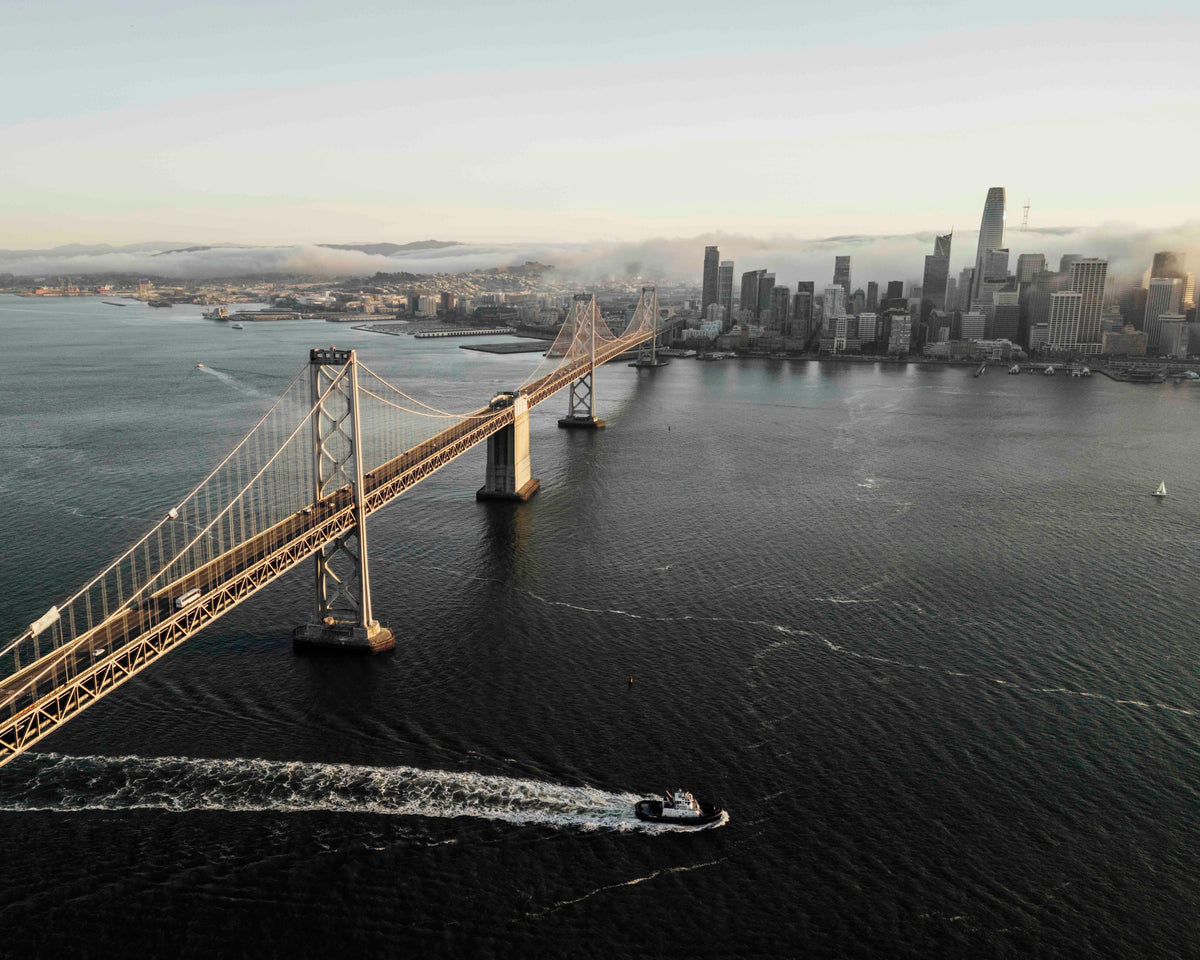 Bay Bridge at Sunset in the Fog, San Francisco, 2025