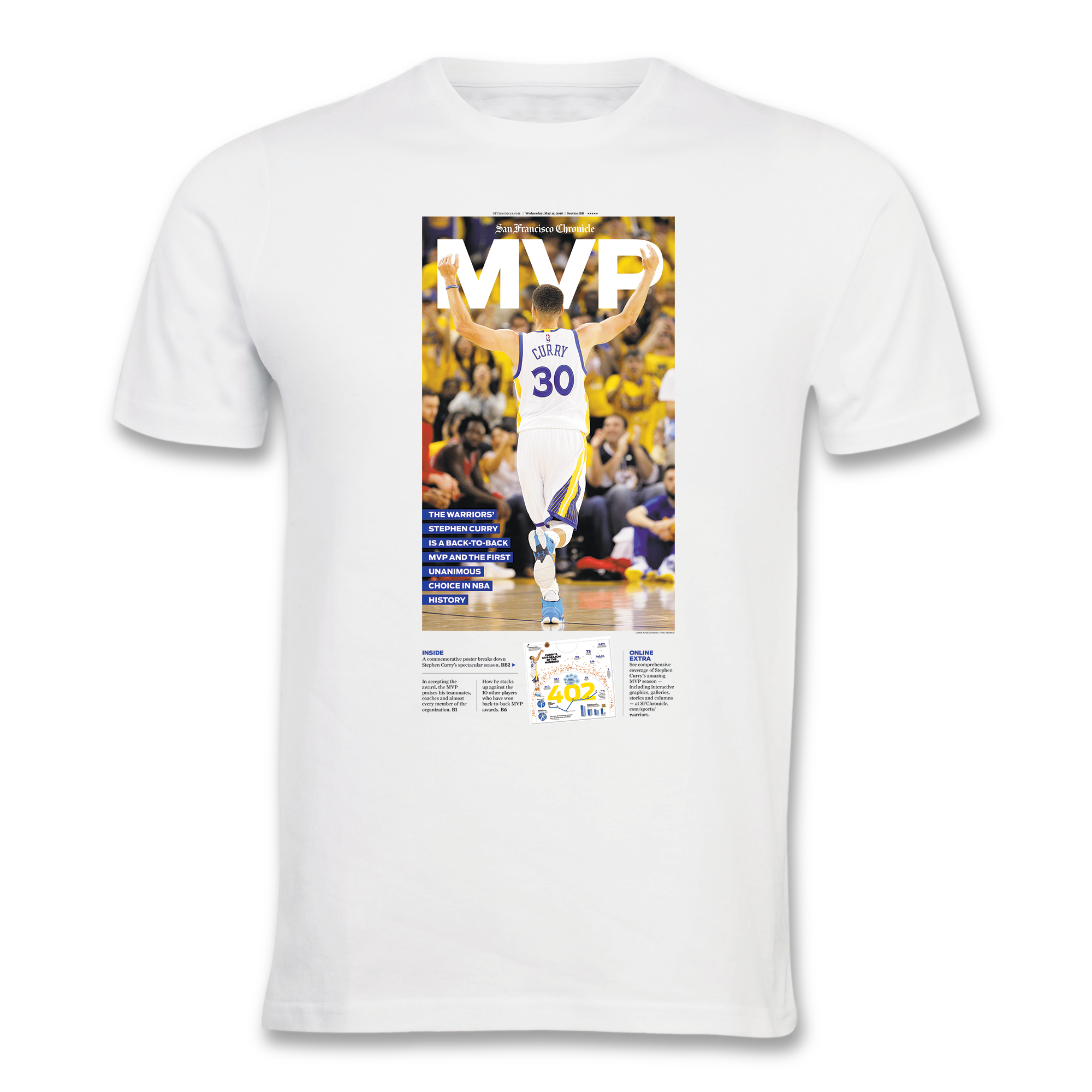 Warriors 2016 Stephen Curry MVP T shirt San Francisco Chronicle
