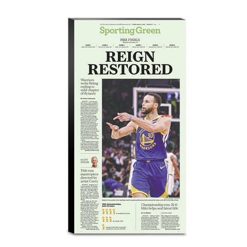 Warriors 2022 NBA REIGN RESTORED Finals Game 6 - 6/17/22 sporting green cover display